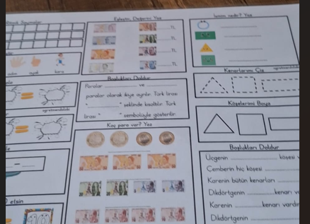 1.Sınıf Matematik Tekrar Yaz Sil